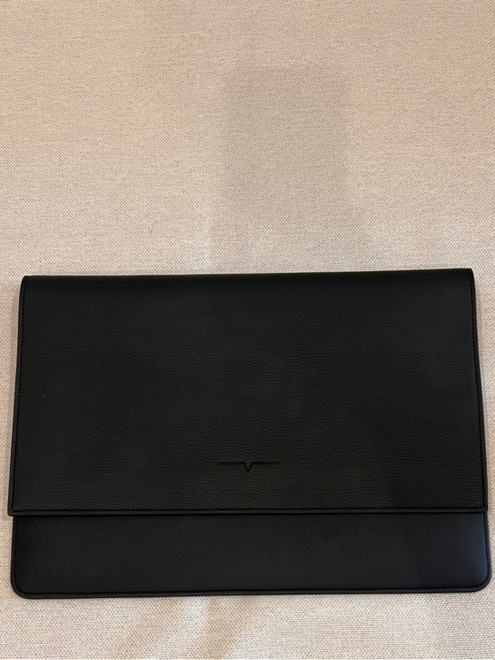 Von Holzhausen Black Vegan Leather Laptop Sleeve Folio Case Minimal